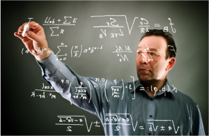 man writing formulas