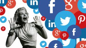 screaming woman social media logos